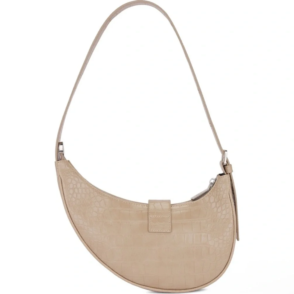 8 other reasons Crescent Buckle Bag in Tan Elegant Tan Croc-Embossed Women's Bag